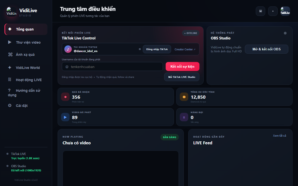 VidiLive Studio Interface